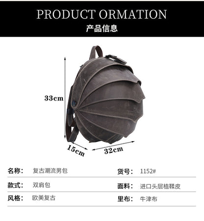 メンズリュック牛革本革製クレイジー・ホース個性ファッションビートルズカジュアル男性用旅行かばん