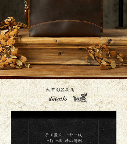 メンズ財布 手作業 牛皮本革製 レトロ ファスナー シンプル クラッチバッグ男性用ウォレット