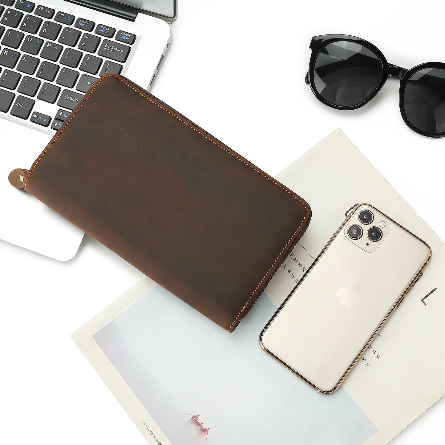 メンズ長財布牛革大容量レトロシンプル男性用ウォレット