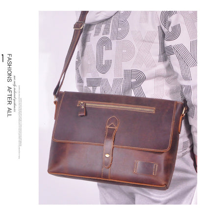 メンズ斜めがけバッグ牛革本革製レトロ男性用ショルダーバッグ