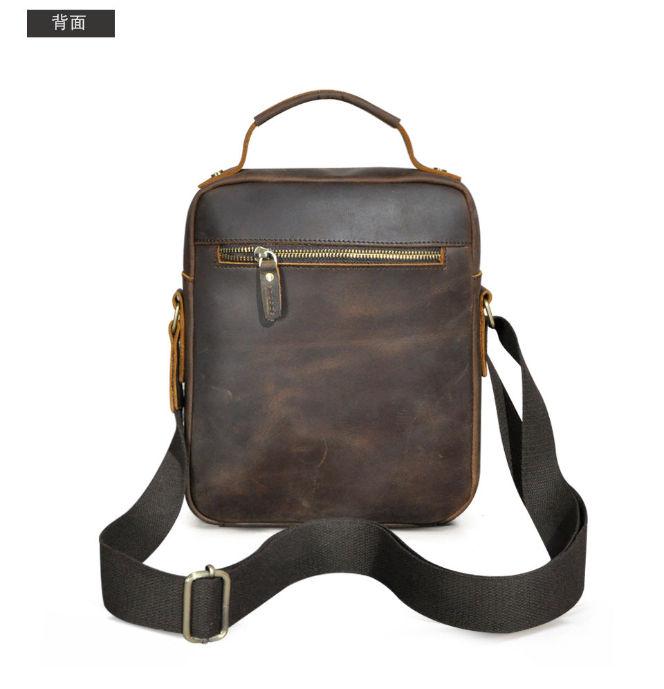 メンズショルダーバッグ牛革本革製レトロアウトドア旅行 男性用斜めがけバッグ