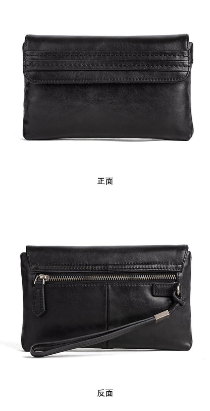 メンズクラッチバッグ牛革本革製レトロカジュアル男性用ハンドバッグ