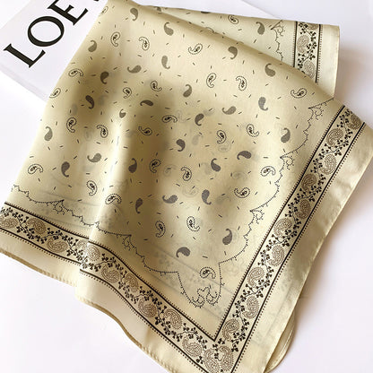 シルクスカーフプリント柄小さなスカーフ女性カシューナッツ花気質飾りネッカチーフ