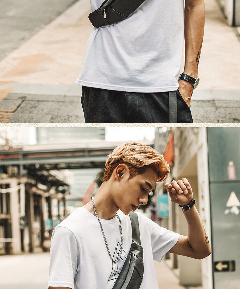 メンズバストバッグ手作り牛革本革製カジュアル携帯電話ウエストポーチスポーツアウトドア個性ファッション男性ショルダーバッグ斜めがけバッグ