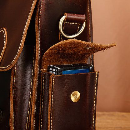 メンズブリーフケースハンドバッグ牛革本革製レトロビジネス男性用パソコンバッグ
