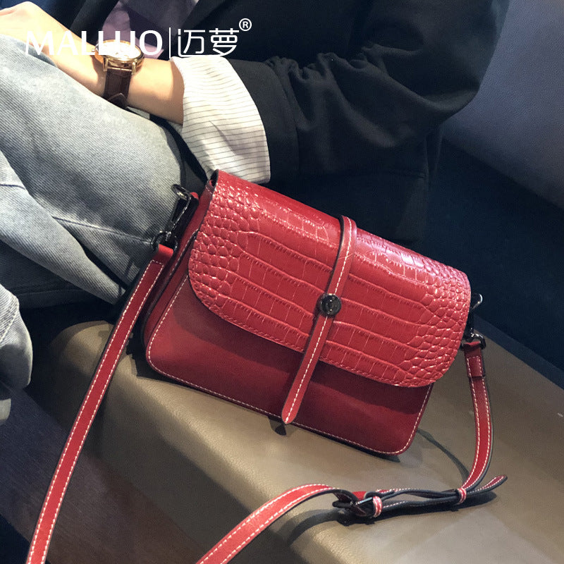 レディースバッグ鰐柄牛革ファッション何とでも合う斜め掛けバッグ本革スクエアバッグレトロショルダーバッグ.ポシェット