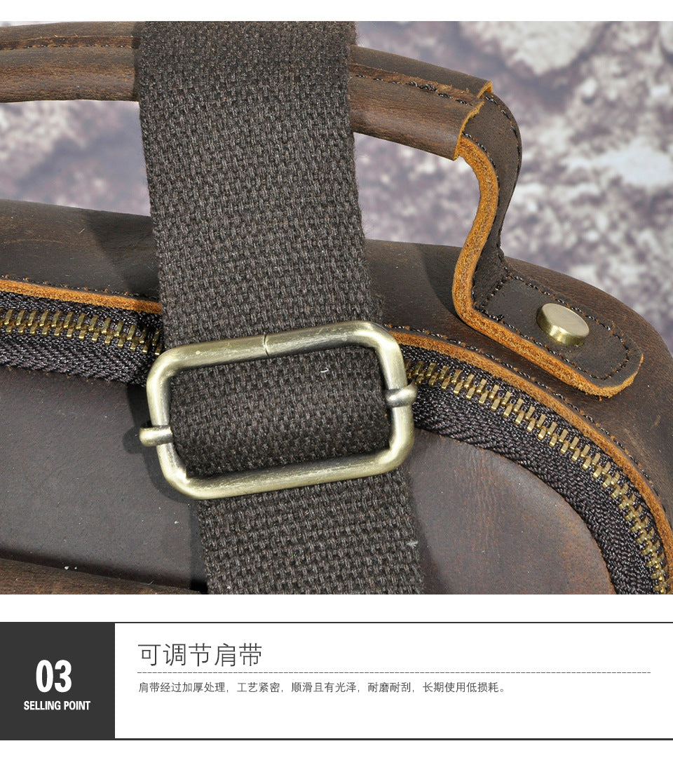 メンズショルダーバッグ牛革本革製レトロアウトドア旅行 男性用斜めがけバッグ
