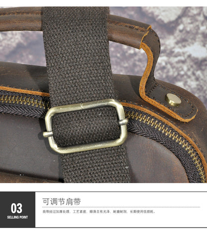 メンズショルダーバッグ牛革本革製レトロアウトドア旅行 男性用斜めがけバッグ