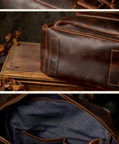 メンズリュック手作り牛革本革製クレイジー・ホースレトロ大容量 パソコンバッグカジュアルファッション出張旅行かばん