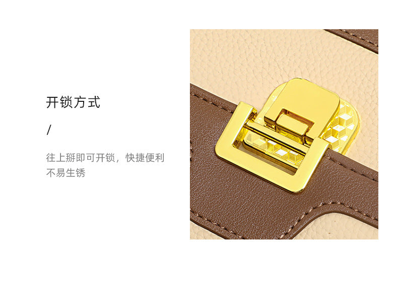 レディースバッグ斜め掛けバッグ高級感本革スクエアバッグカラーマッチング何とでも合うレトロショルダーバッグ.ポシェット