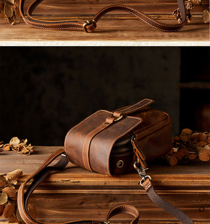 メンズショルダーバッグ オリジナル手作り 牛皮本革製 カジュアル 男性用 斜めがけバッグスマホポーチ