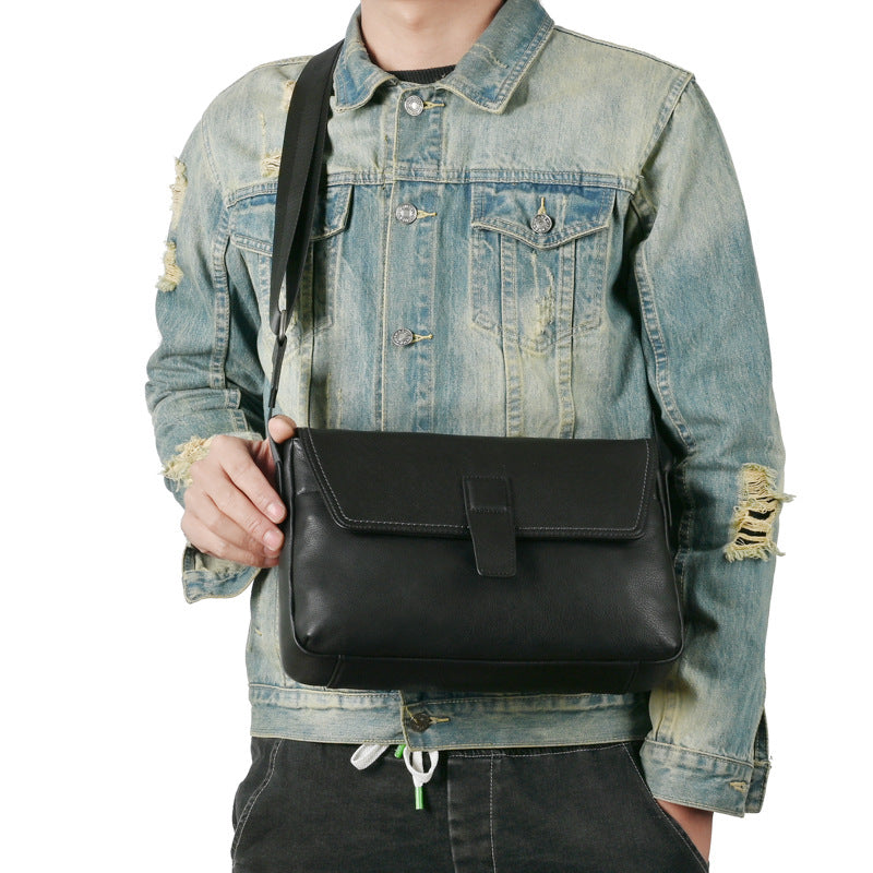 メンズショルダーバッグ牛革本革製カジュアルビジネス 男性斜めがけバッグ