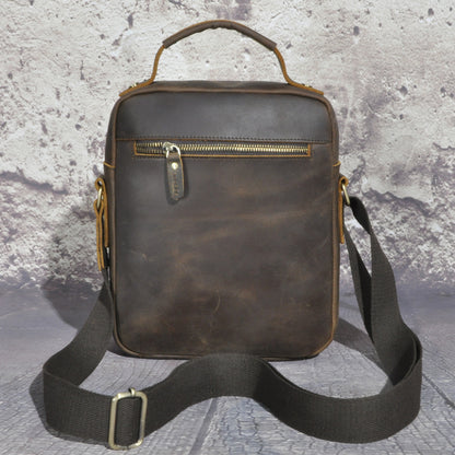 メンズショルダーバッグ牛革本革製レトロアウトドア旅行 男性用斜めがけバッグ