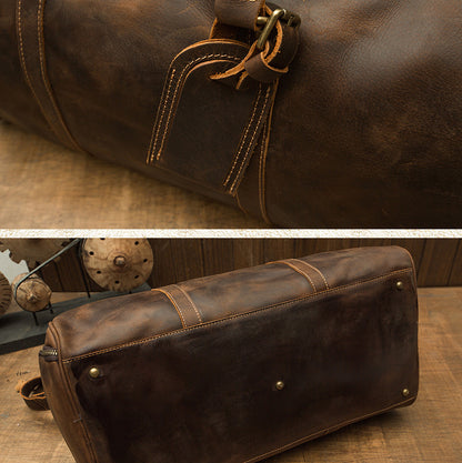 メンズ旅行かばん 大容量 牛革 クレイジー・ホース 手作業 レトロ 斜めがけ手提げかばん ファッション男性用荷物かばん