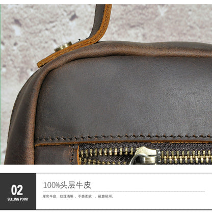 メンズショルダーバッグ牛革本革製レトロアウトドア旅行 男性用斜めがけバッグ