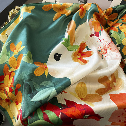 シルクスカーフプリント柄フレンチスカーフ高品質気質エレガントネッカチーフ