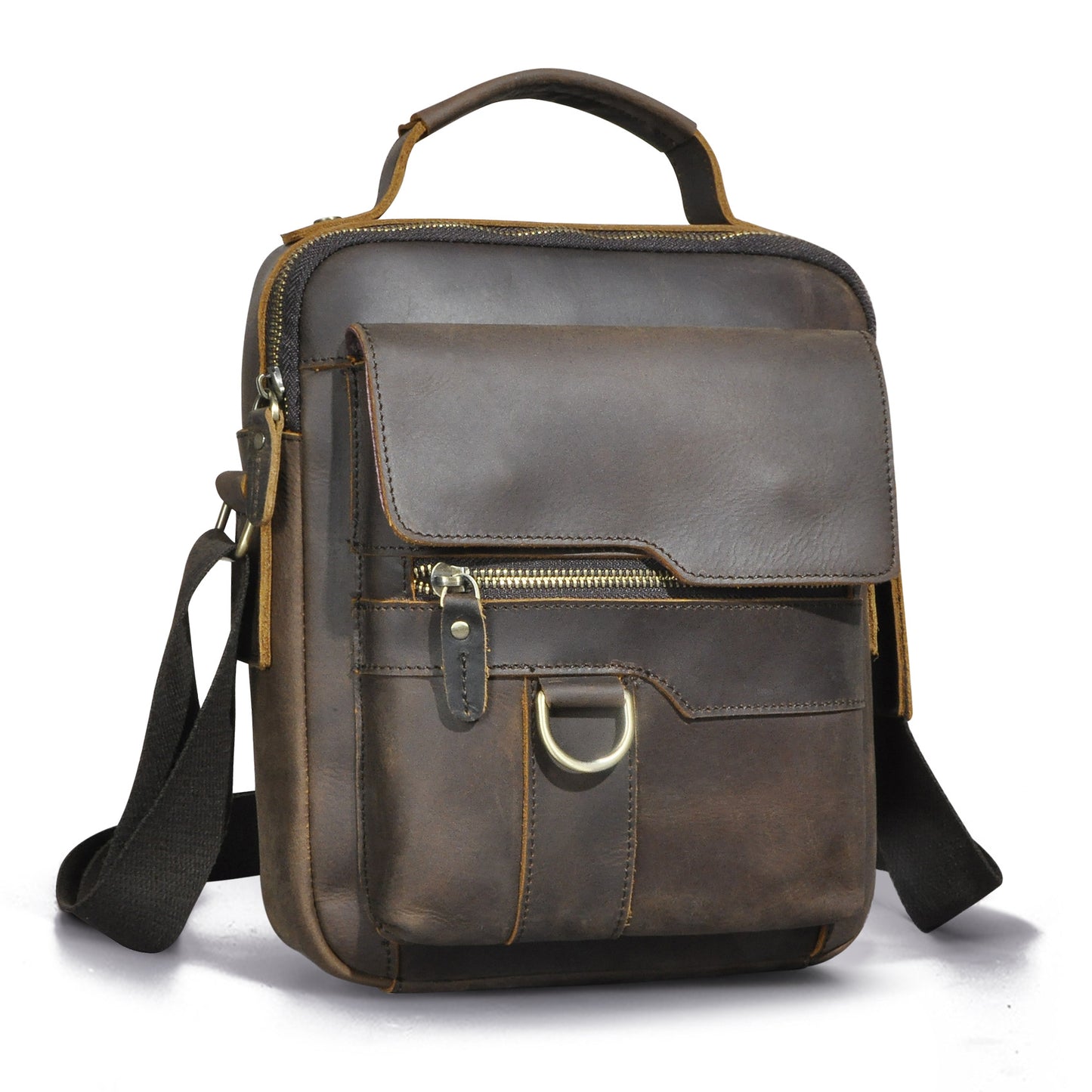 メンズショルダーバッグ牛革本革製レトロアウトドア旅行 男性用斜めがけバッグ