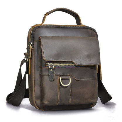 メンズショルダーバッグ牛革本革製レトロアウトドア旅行 男性用斜めがけバッグ