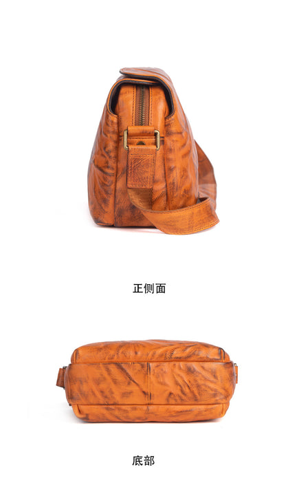 メンズショルダーバッグ牛革本革製レトロ男性斜めがけバッグ