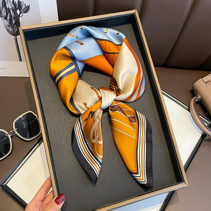 スカーフプリント柄オスカーフ枚高級シルクエレガント日焼け止め通勤気質シルクのスカーフ