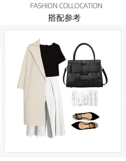 気質本革レディースバッグおしゃれ字母柄ハンドバッグ通勤大容量ショルダーバッグ何とでも合うハンドバッグ.カバン