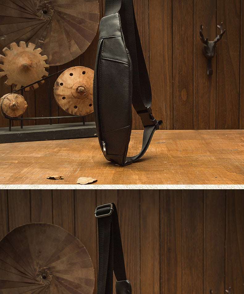 メンズバストバッグ手作り牛革本革製カジュアル携帯電話ウエストポーチスポーツアウトドア個性ファッション男性ショルダーバッグ斜めがけバッグ