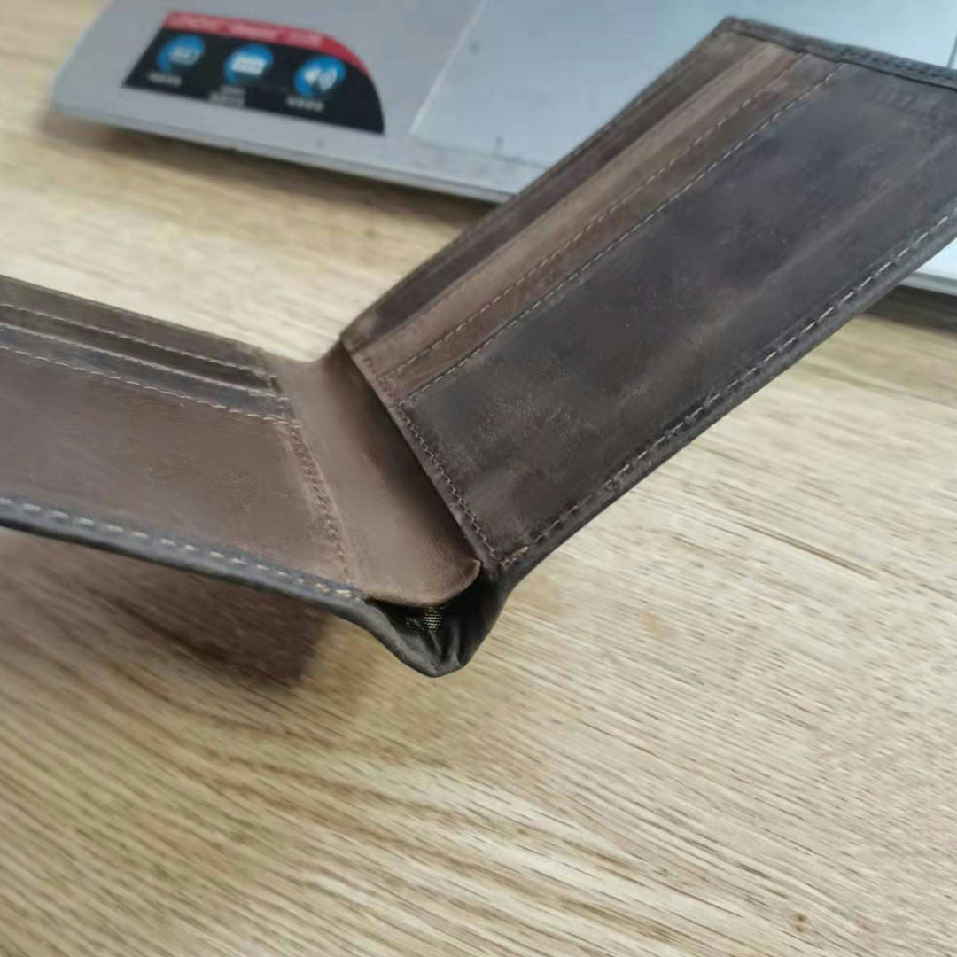メンズ短財布2つ折り牛革レトロファッション男性用ウォレット