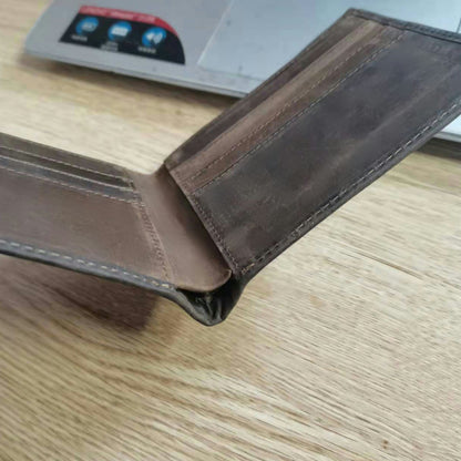 メンズ短財布2つ折り牛革レトロファッション男性用ウォレット