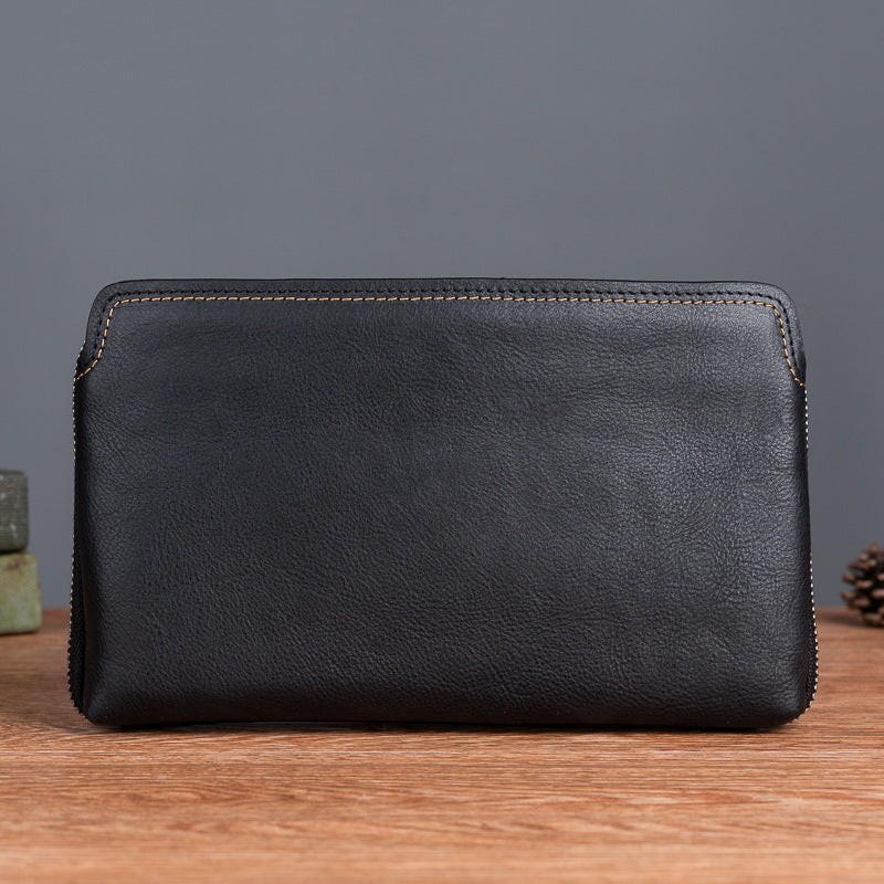メンズクラッチバッグ牛革本革製実用レトロカジュアル男性バッグ