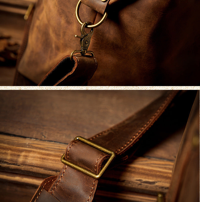 メンズ旅行かばん 手提げかばん 手作り オリジナル レトロ 大容量 牛革本革製 荷物かばん 男性斜めがけショルダーバッグ