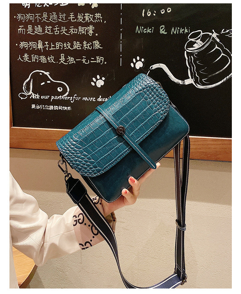 レディースバッグ鰐柄牛革ファッション何とでも合う斜め掛けバッグ本革スクエアバッグレトロショルダーバッグ.ポシェット