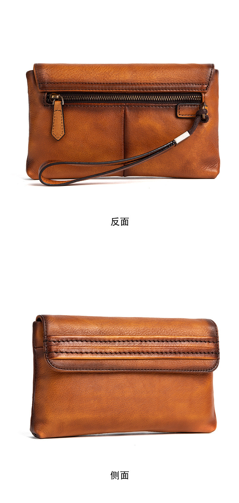 メンズクラッチバッグ牛革本革製レトロカジュアル男性用ハンドバッグ