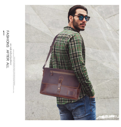 メンズ斜めがけバッグ牛革本革製レトロ男性用ショルダーバッグ