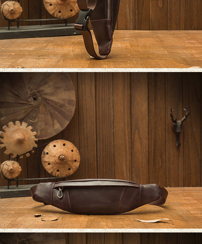 メンズバストバッグ手作り牛革本革製カジュアル携帯電話ウエストポーチスポーツアウトドア個性ファッション男性ショルダーバッグ斜めがけバッグ