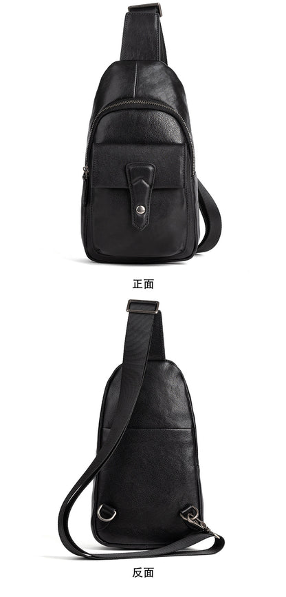 メンズバストバッグ牛革本革製レトロカジュアル男性用斜めがけバッグ
