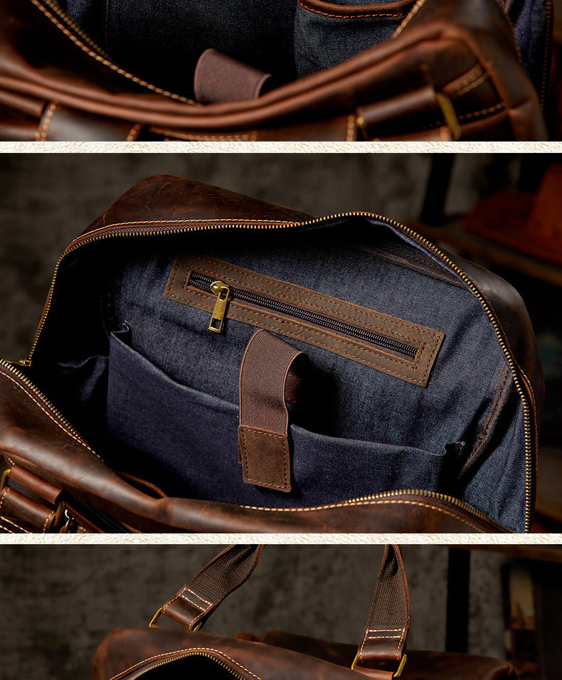 メンズリュック手作り牛革本革製クレイジー・ホースレトロ大容量 パソコンバッグカジュアルファッション出張旅行かばん