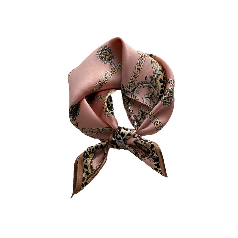 シルクスカーフプリント柄薄手マフラーにブレザーシャツ何とでも合う気質スカーフ