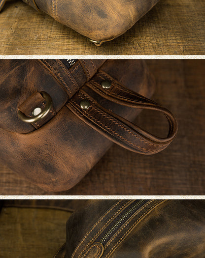 メンズバストバッグ 牛革本革製 手作り カジュアルヴィンテージ個性韩国ファッション男性用斜めがけバッグ