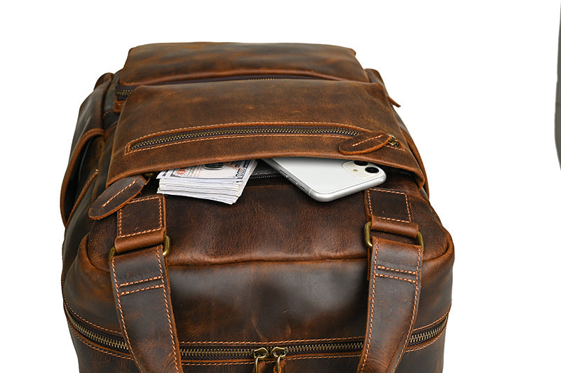 メンズリュック牛革本革製大容量アウトドアカジュアル男性用旅行かばんパソコンバッグ