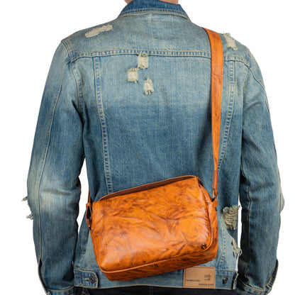 メンズショルダーバッグ牛革本革製レトロ男性斜めがけバッグ