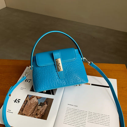 本革バッグ女性ヒツジ革レトロバケツバッグ高級感ミニショルダーバッグシンプルキャンディーカラーのハンドバッグ