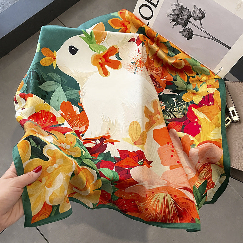 シルクスカーフプリント柄フレンチスカーフ高品質気質エレガントネッカチーフ