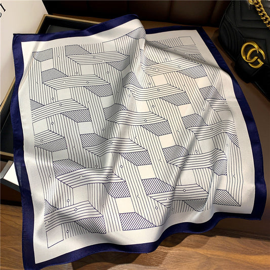 シルクスカーフプリント柄ストライプ柄エレガントなスカーフファッション気質ネッカチーフ