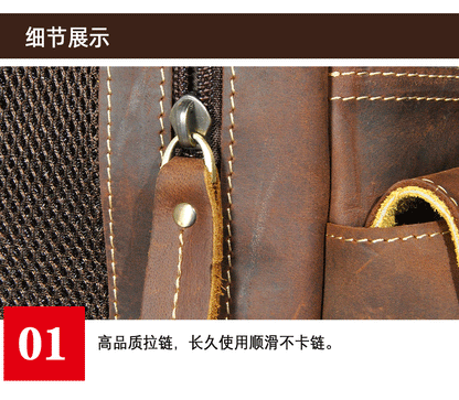 メンズリュック牛革本革製レトロアウトドアカジュアル男性旅行かばん