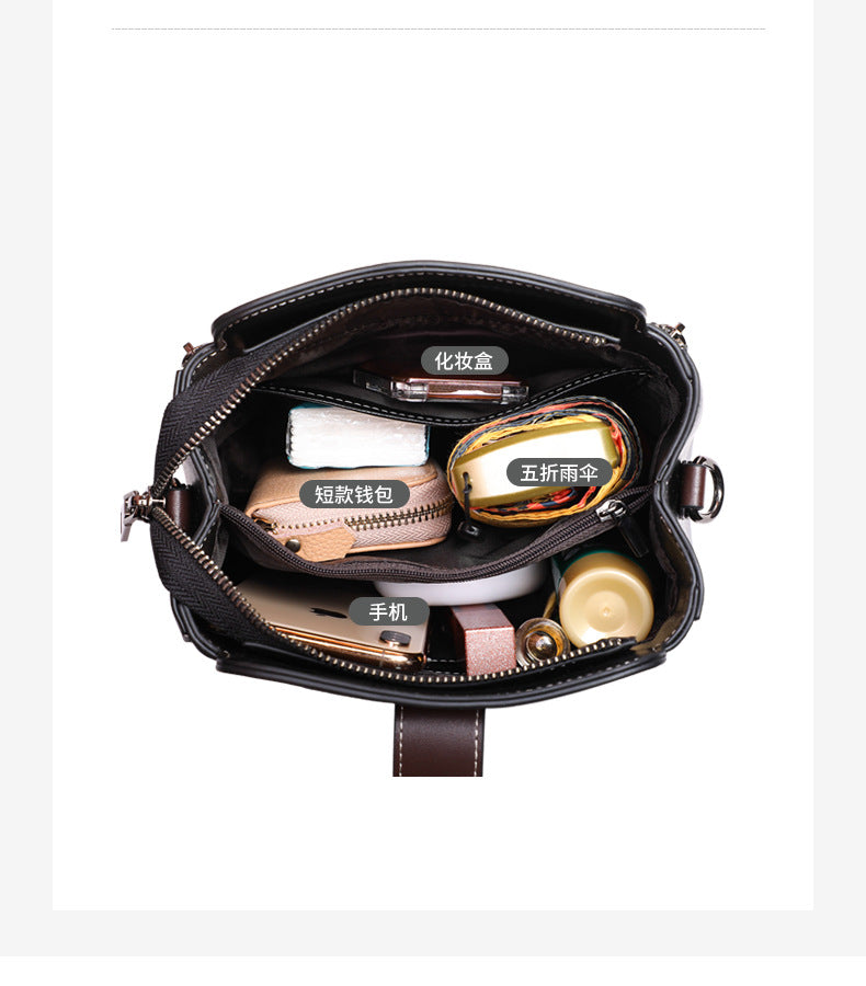 本革バケツバッグ斜め掛けバッグレディースファッションブロードバンドシンプルショルダーバッグ.ポシェット