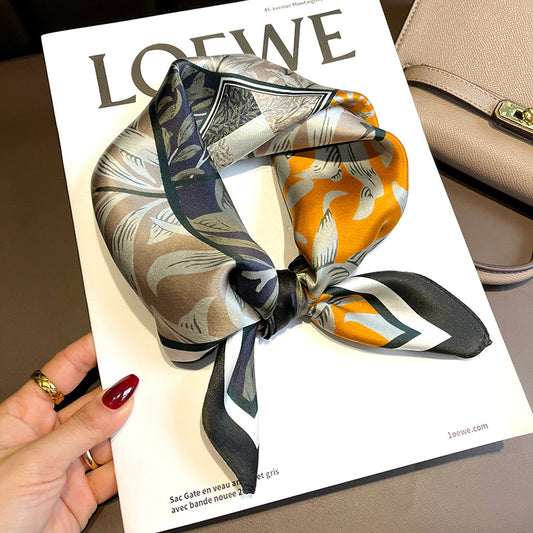 シルクスカーフカラーマッチングプリント柄ファッション気質スカーフネッカチーフ