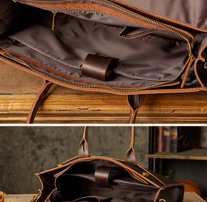 メンズハンドバッグ手提げかばん手作業牛皮本革製クレイジー・ホース斜めがけショルダーバッグ男性用OLビジネスカジュアルブリーフケースパソコンバッグ