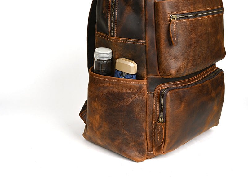 メンズリュック牛革本革製大容量アウトドアカジュアル男性用旅行かばんパソコンバッグ