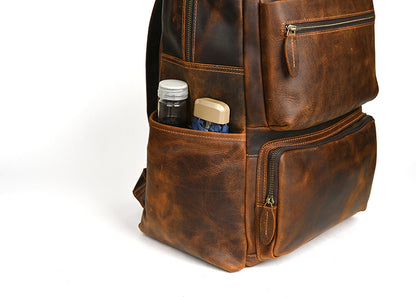 メンズリュック牛革本革製大容量アウトドアカジュアル男性用旅行かばんパソコンバッグ