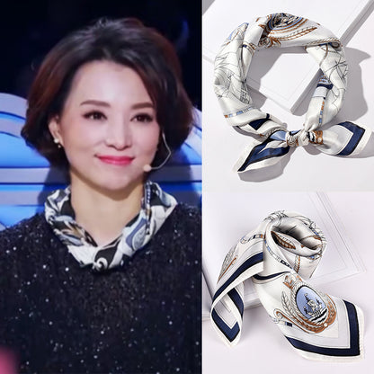 シルクスカーフプリント柄小さなスカーフ女性何とでも合うエレガント気質ネッカチーフ